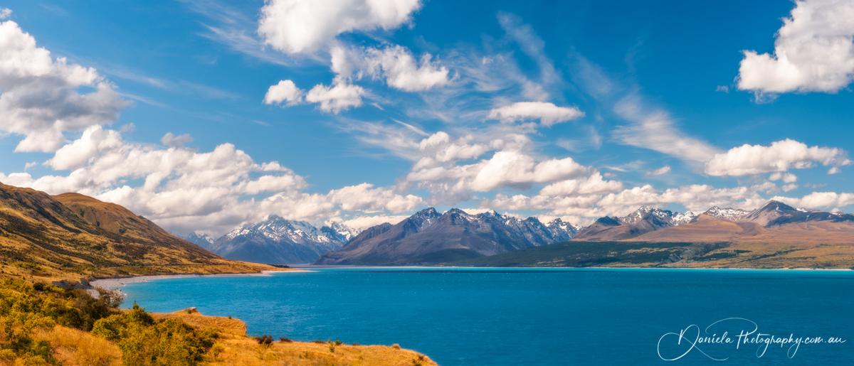 Mount Cook NP Breathtaking alpine scenery panorama at Lake Pukaki